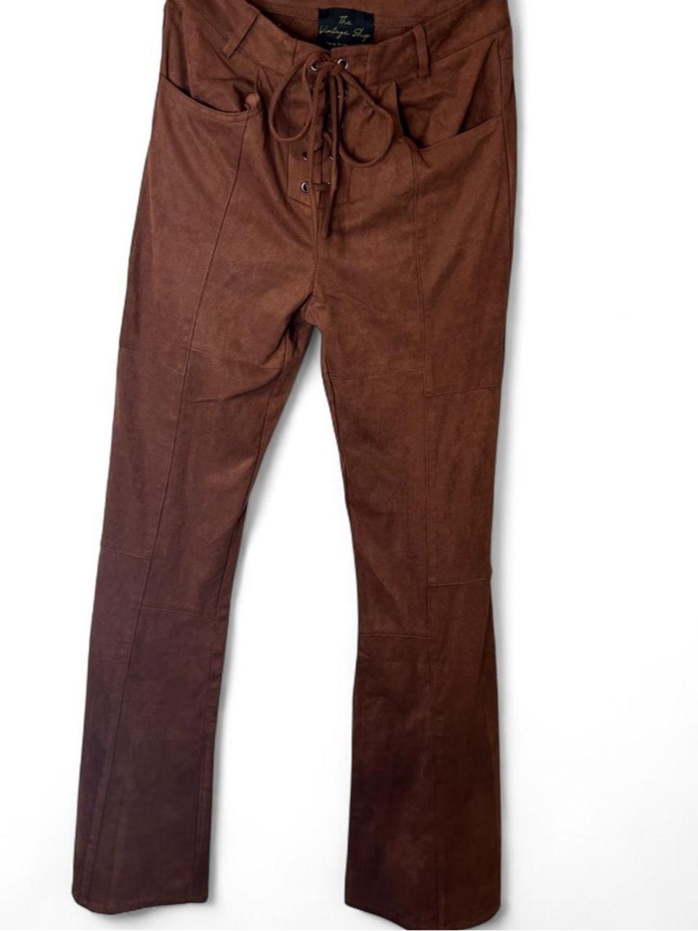 The Vintage Shop Women’s Brown Suede Lace-Up Pants